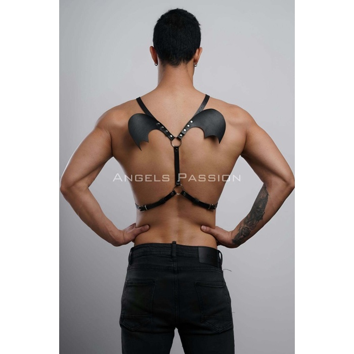 Kanatlı Erkek Harness, Erkek Göğüs Harness Ve Kanat Detay, Deri Kanatlı Harness - Brfm150