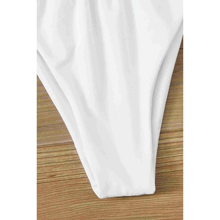 Angelsin Brezilya Model Büzgülü Bağlamalı Bikini Üst Beyaz Ms41648