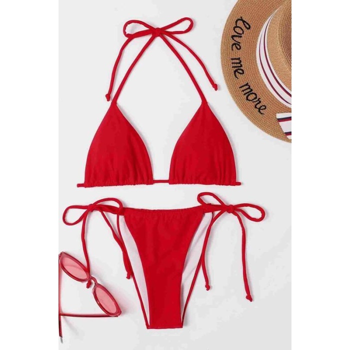 Angelsin Brezilya Model Bağlamalı Bikini Altı Kırmızı Ms41659