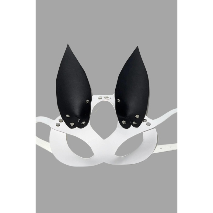 Beyaz/siyah Tavşan Kulaklı Deri Maske 800485