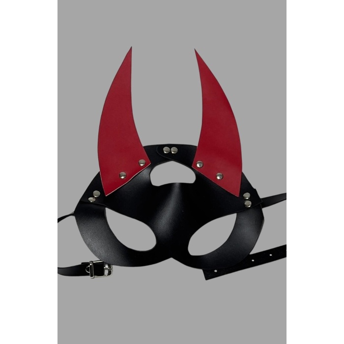 Siyah/kırmızı Sivri Uclu Şeytan Deri Maske 800480
