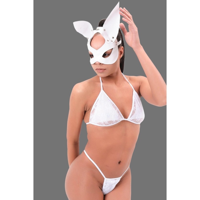 Beyaz Maske Ve Sütyen Külot Takım Set 800398