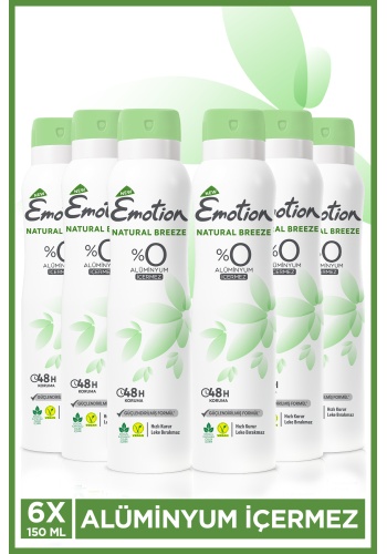 Natural Breeze Kadın Vegan Deodorant 6x150ml Hızlı Kurur, Leke Bırakmaz