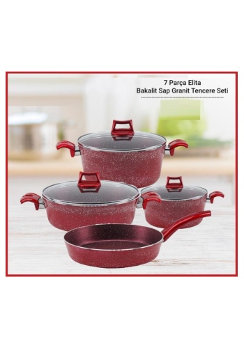 Elita 7 Parça Granit Tencere Seti Kırmızı