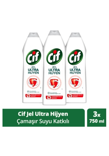 Jel Ultra Hijyen Tüm Yüzeyler Için Çamaşır Suyu Katkılı 750 Mlx3