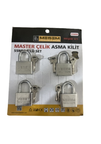 Master Çelik Asma Kilit 55 Mm 4’lü Set