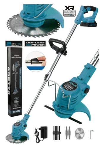 “ASR 776 21 V Çift Akülü Teleskopik Çim‑Çalı Biçme Makinesi (2 Akü, Bıçak + Misina Seti, )