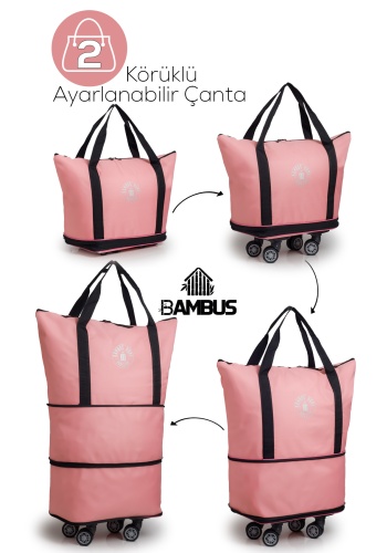 İki Körüklü Demonte Sessiz Tekerlekli Valiz/Çanta/Bavul