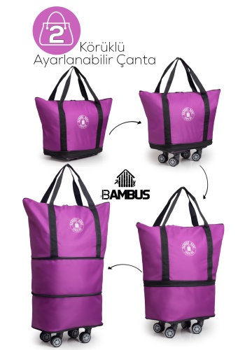 İki Körüklü Demonte Sessiz Tekerlekli Valiz/Çanta/Bavul