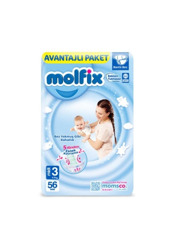 Molfıx Avantajlı Paket Çocuk bezi 3 Beden Mıdı 4-9 Kg 56lı