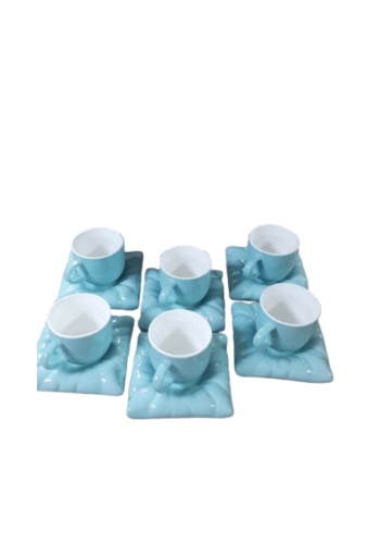 Turkuaz 6 Kişilik 12 Parça Modern Lüx Kahve Takımı