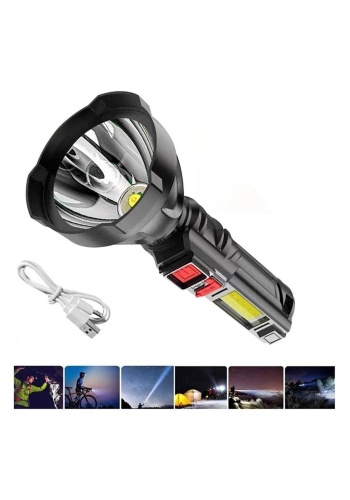 Gs-850 Usb Girişli 10w- Uzun Menzilli - Usb Şarjlı - Flaşörlü El Feneri