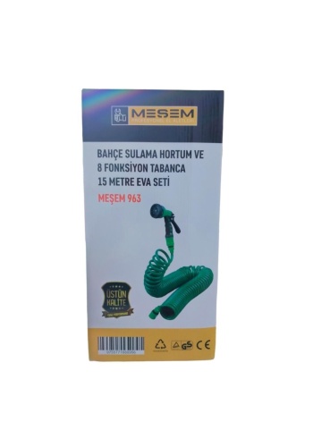 Bahçe Sulma Hortum Ve 8 Fonksiyon Tabanca 15 Metre Eva Seti