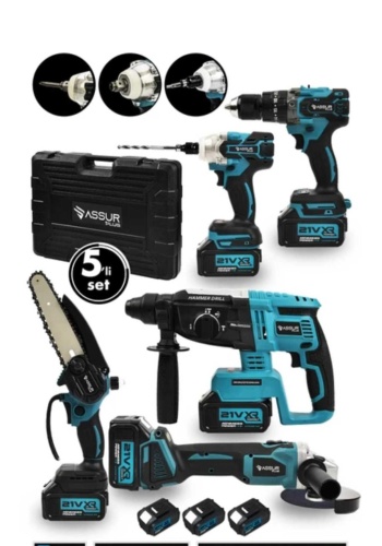 boltoptan As-s.urrProfesyonel 21v Akülü 5 li Set Hilti Taşlama Somun Sıkma Akülü Vidalama B.Testere