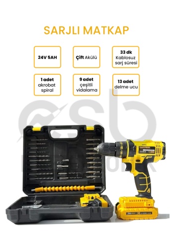 Dawreek Matkap 24v Çift Bataryalı Vidalama & Sarjlı Matkap Dwr-drb23634