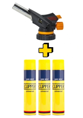 1300 Derece Profesyonel Pürmüz Çakmak 509C Başlık + 3 Adet Clipper Çakmak Gazı