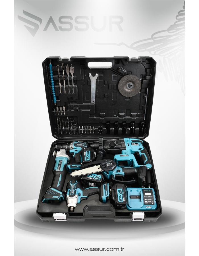 Profesyonel 21v Akülü 5 li Set Kırıcı Delici Hilti Taşlama Somun Sıkma Akülü Vidalama Budama T