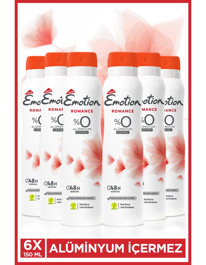 Romance Kadın Vegan Deodorant 6x150ml Hızlı Kurur, Leke Bırakmaz