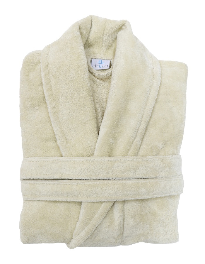 Bej Kadın/Erkek Unısex Şalyaka Bornoz Tek Parça