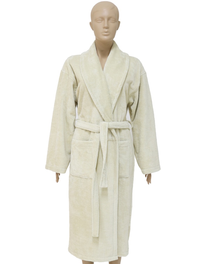 Bej Kadın/Erkek Unısex Şalyaka Bornoz Tek Parça