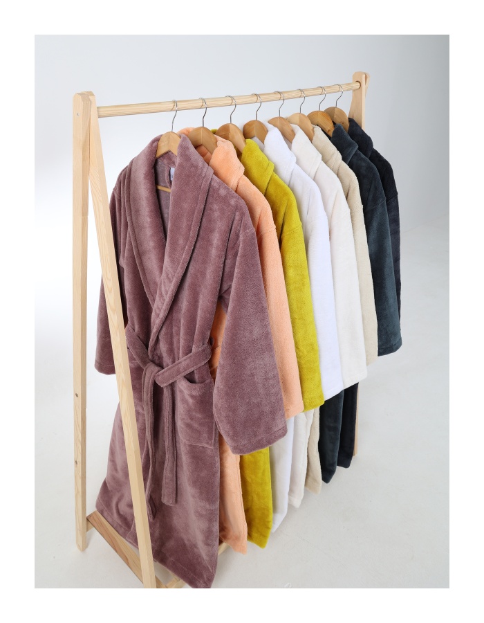 Bej Kadın/Erkek Unısex Şalyaka Bornoz Tek Parça