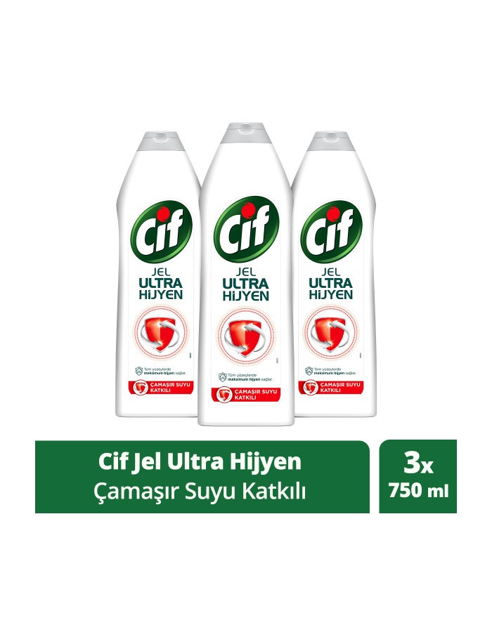 Jel Ultra Hijyen Tüm Yüzeyler Için Çamaşır Suyu Katkılı 750 Mlx3