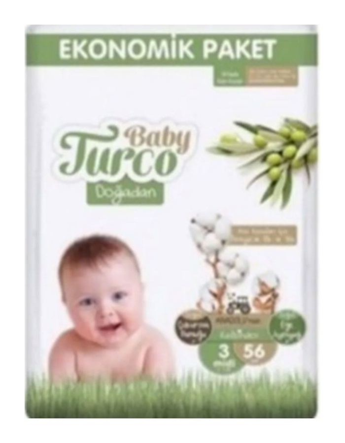 Baby Turco Bebek Bezi Ekonomik Paket 56lı (3 Numara)