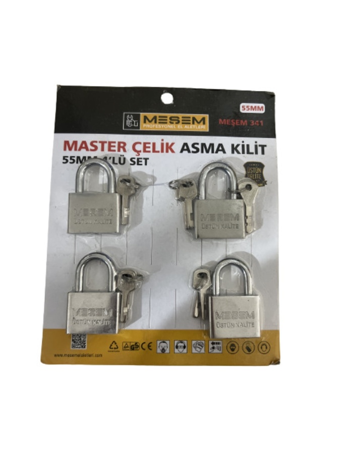 Master Çelik Asma Kilit 55 Mm 4’lü Set