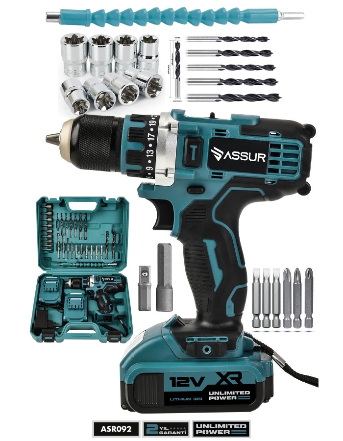 12v Çift Akülü Vidalama Çelik Mandren Bakır Sargılı Şarjlı Matkap