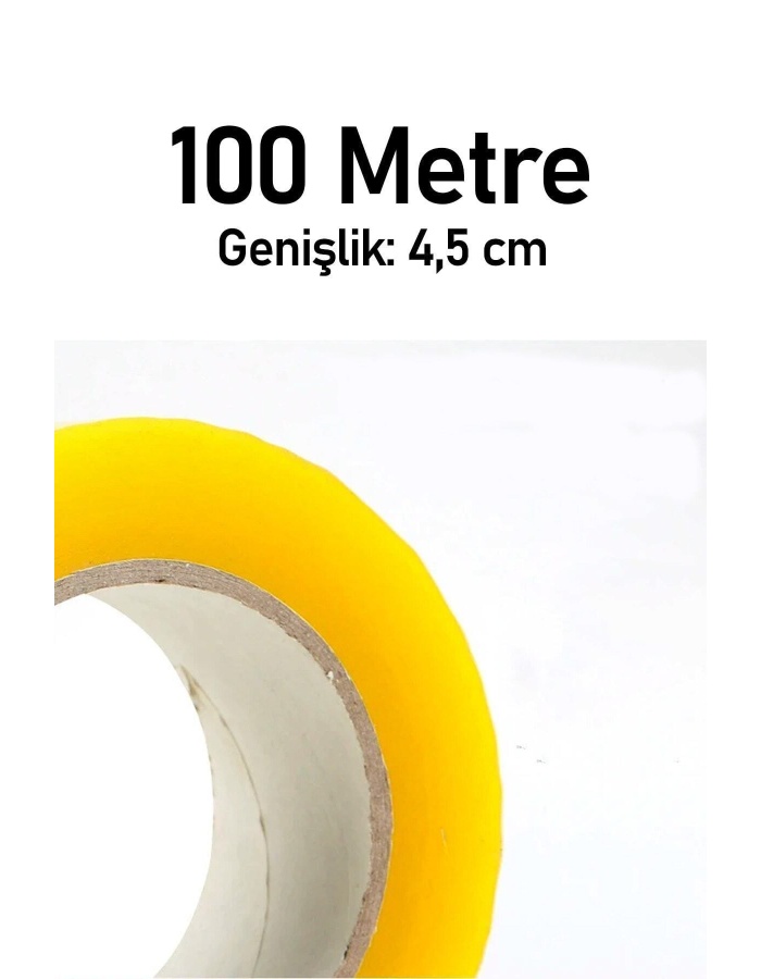 Koli Bandı 12 Adet 45x100 Şeffaf Akrilik 45mm Gerçek Net 100 Metre Sarım Güçlü Kopmayan