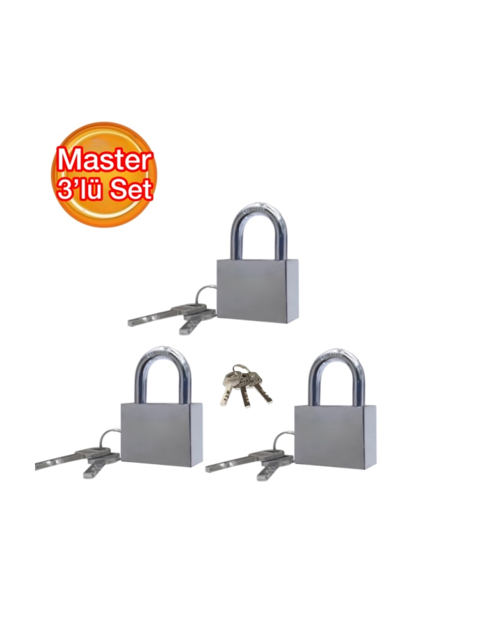 Master Çelik Asma Kilit 55 Mm 3’lü Set