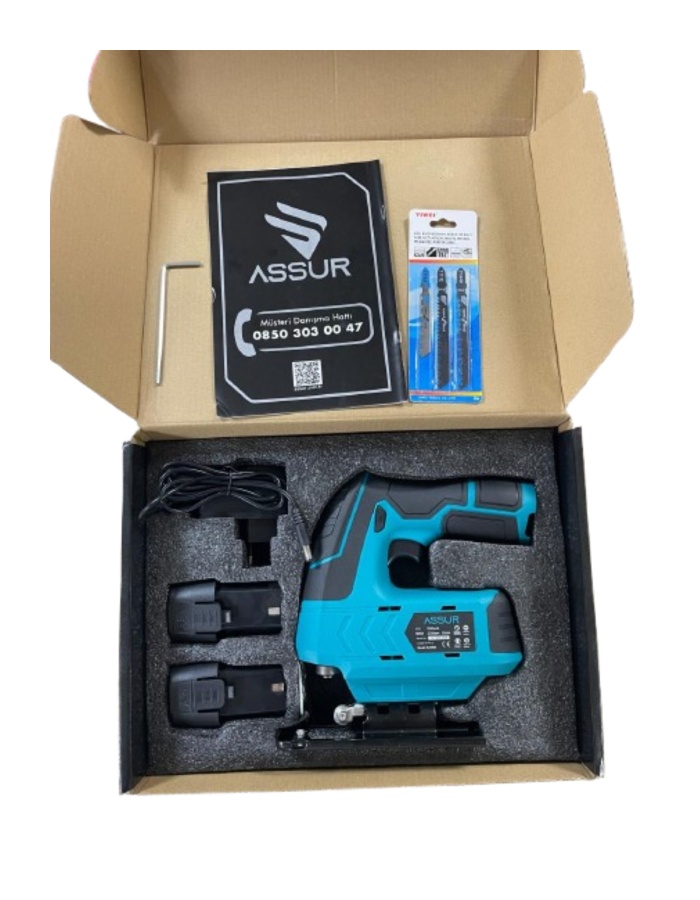 Profesyonel 12 V Çift Akülü Şarjlı Dekupaj Testere Makinesi MAVİ