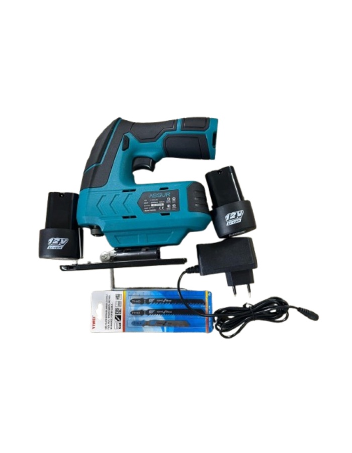 Profesyonel 12 V Çift Akülü Şarjlı Dekupaj Testere Makinesi MAVİ