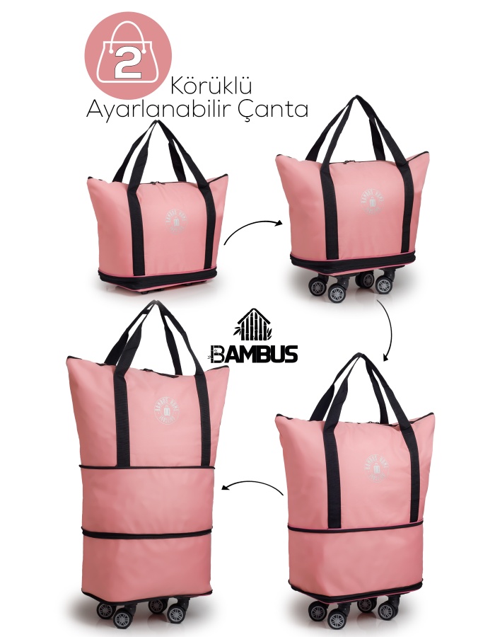 İki Körüklü Demonte Sessiz Tekerlekli Valiz/Çanta/Bavul