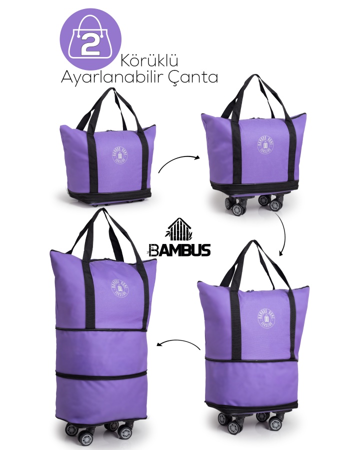 İki Körüklü Demonte Sessiz Tekerlekli Valiz/Çanta/Bavul