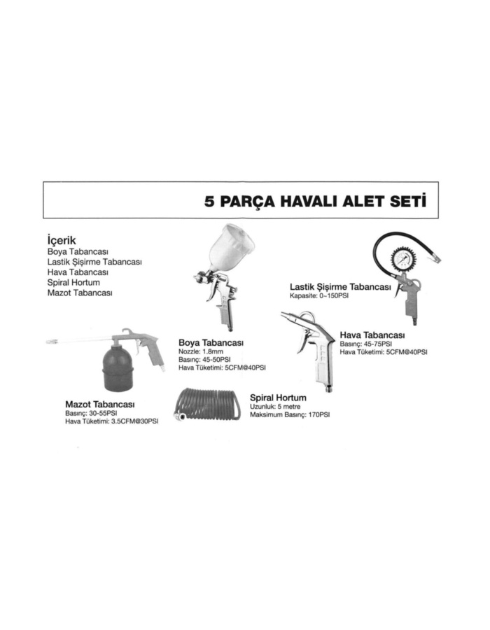 Havalı Alet Seti 5li