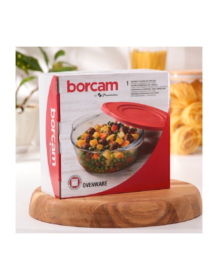 Kapaklı Yuvarlak Borcam Tencere 1450cc 59123