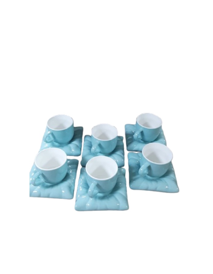 Turkuaz 6 Kişilik 12 Parça Modern Lüx Kahve Takımı