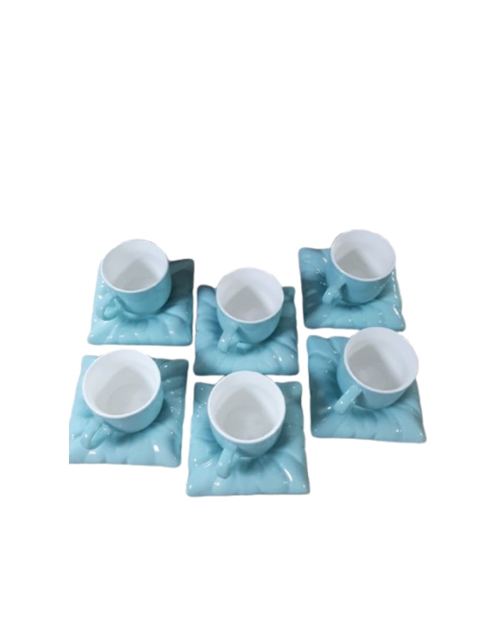 Turkuaz 6 Kişilik 12 Parça Modern Lüx Kahve Takımı