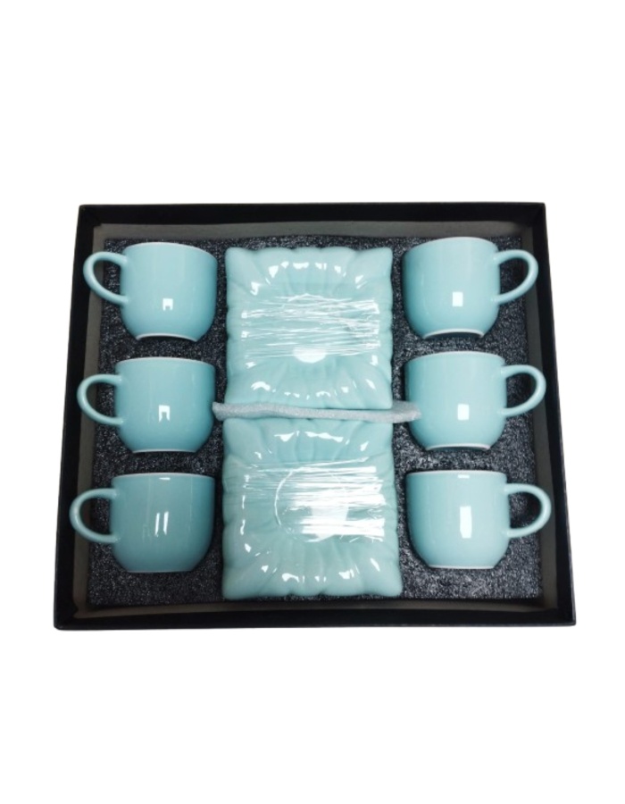 Turkuaz 6 Kişilik 12 Parça Modern Lüx Kahve Takımı