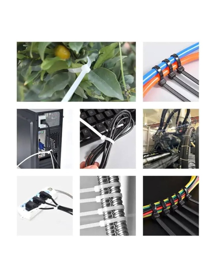 1000 Adet Beyaz Plastik Cırt Kelepçe Kablo Bağı 3.6x370mm