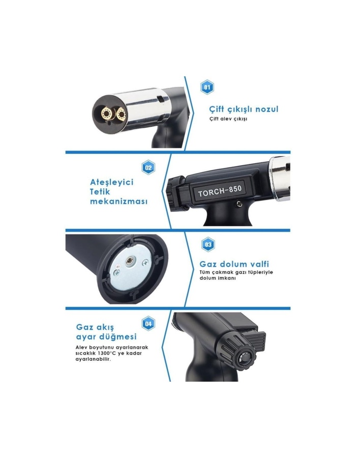 Hainz Köln Bs-850 Pürmüz Torch Çift Çıkışlı Bütan Gaz