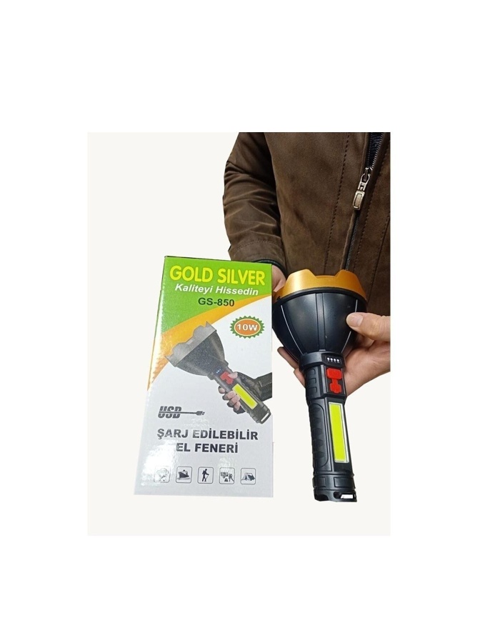 Gs-850 Usb Girişli 10w- Uzun Menzilli - Usb Şarjlı - Flaşörlü El Feneri