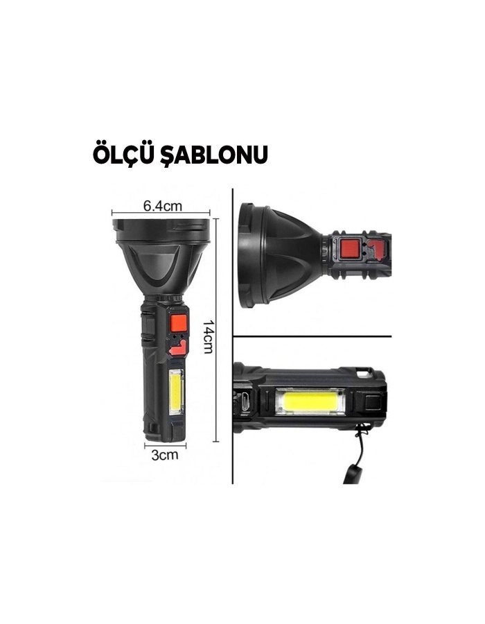 Gs-850 Usb Girişli 10w- Uzun Menzilli - Usb Şarjlı - Flaşörlü El Feneri