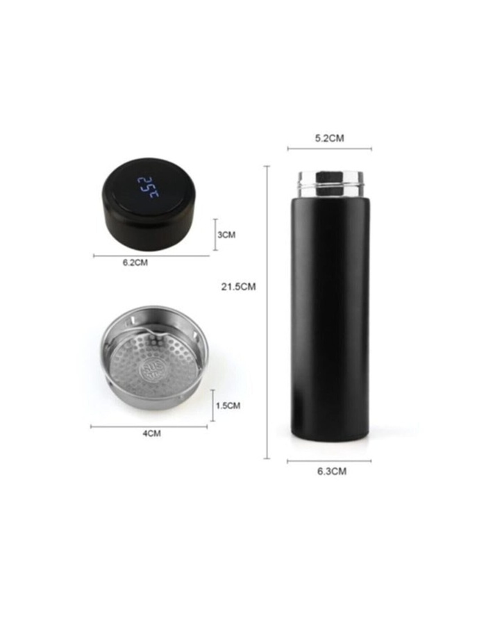 Uv Led Akıllı Vakumlu Yalıtımlı 500 Ml Termos, Smart Cup Led Siyah