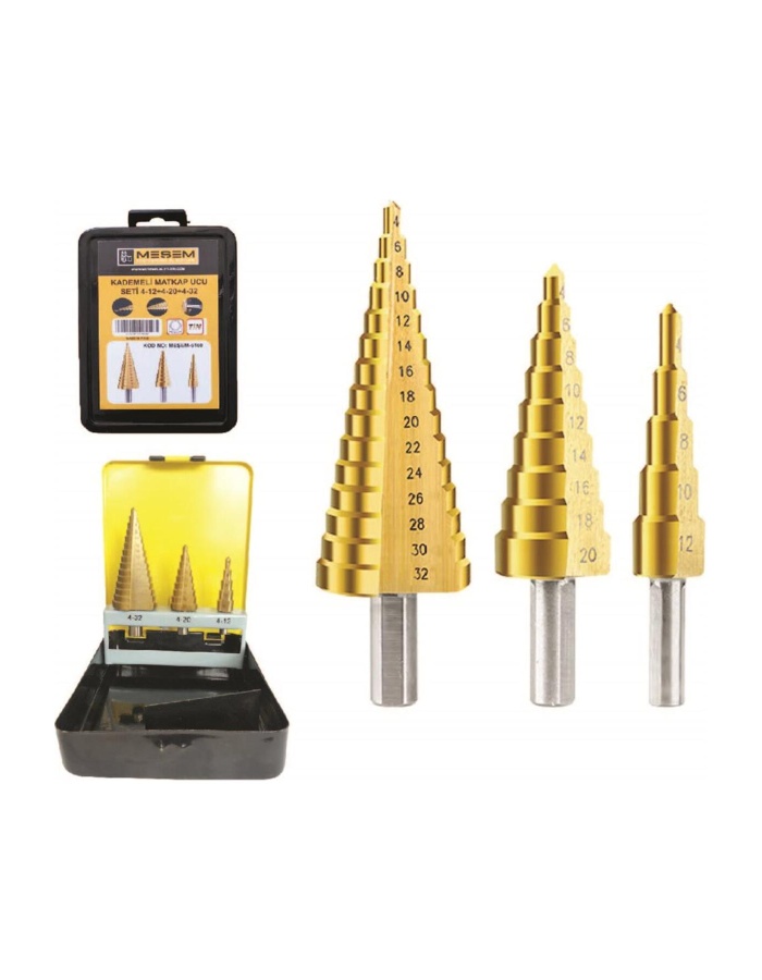 MEŞEM 6160 KADEMELİ MATKAP UCU SETİ 3 LÜ SET