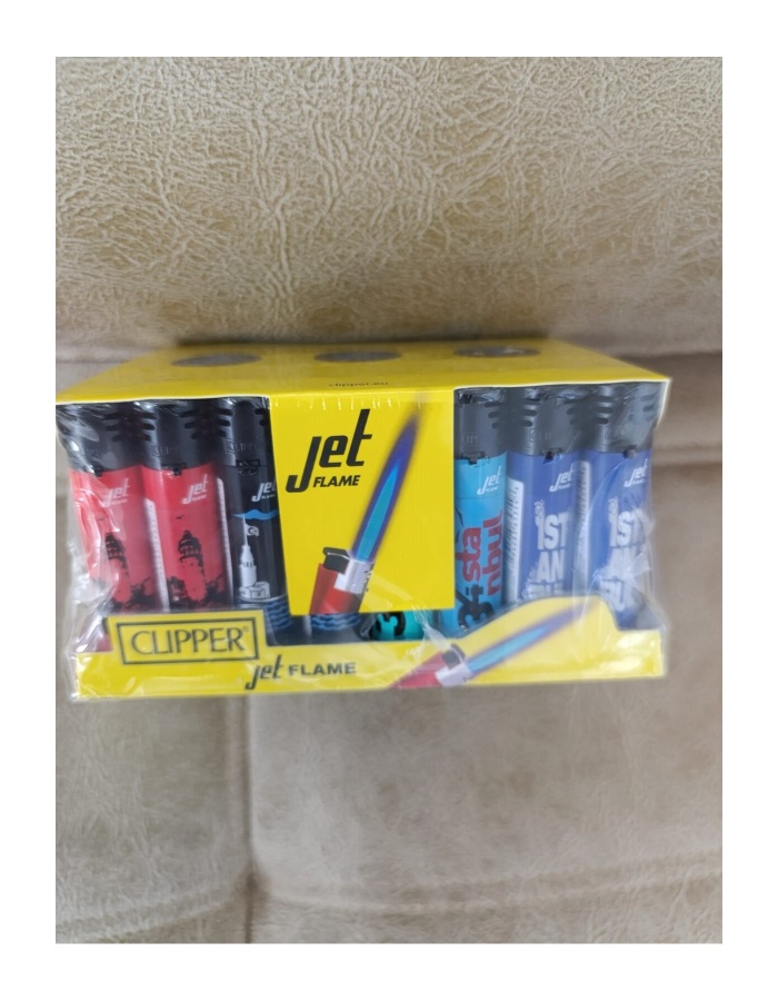 CLİPPER  JET FLAME  ÇAKMAK 48 ADET KARIŞIK RENK DESENLİDİR