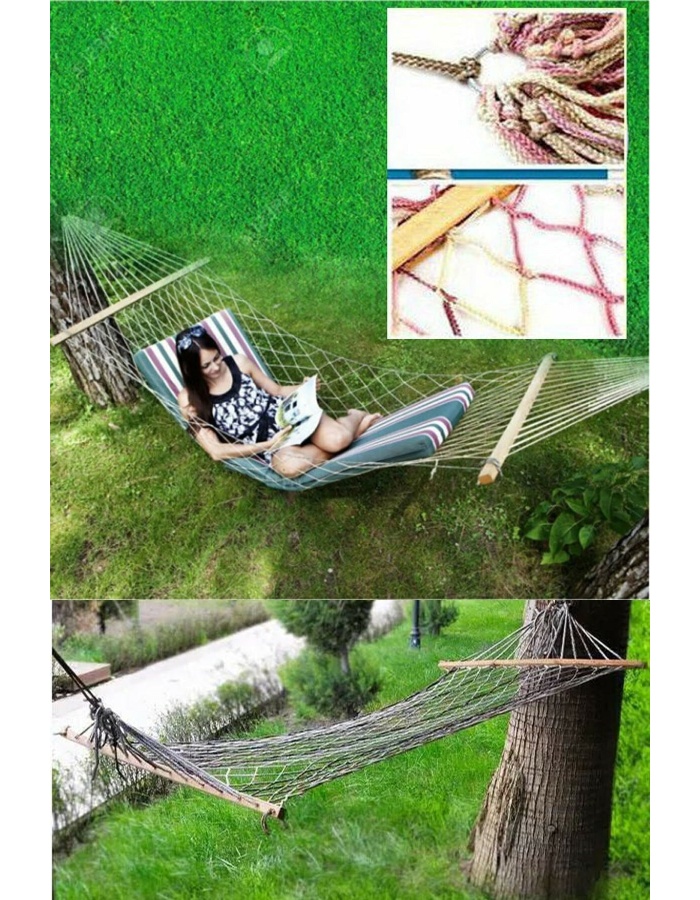 Tek Kişilik Hamak, Portatif Fortis Örgü Hamak, Salıncak 90 X 190 Cm.