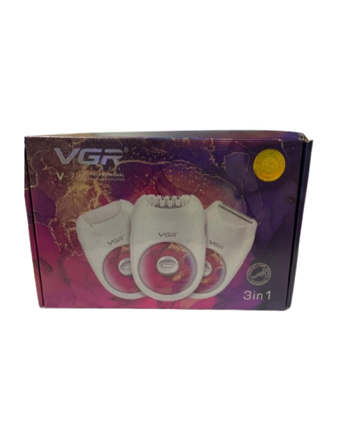 V-736 3in1 Epilasyon Cihazı – Tüy Alıcı, Ayak Törpü & Tıraş Başlıklı Şarjlı Bakım Seti