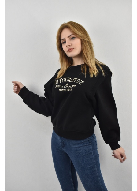 ZİDAN 309-1 OMUZ KAŞKORSELİ NAKIŞLI ÜÇ İPLİK KADIN SWEATSHIRT